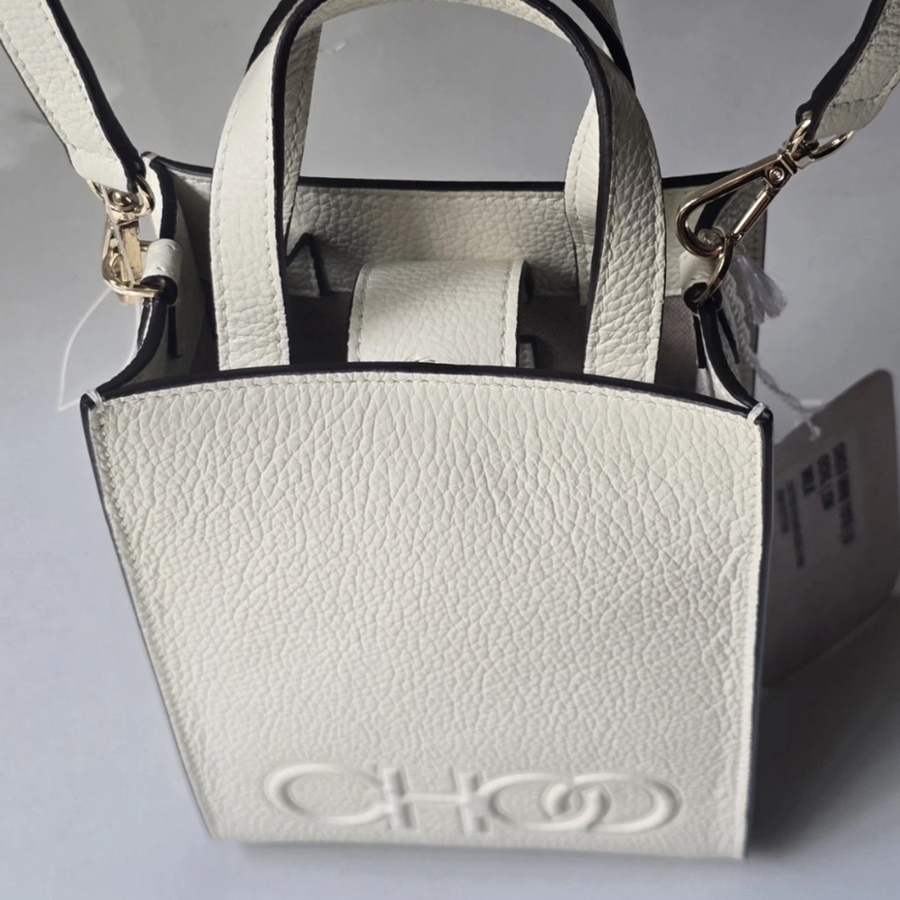 BNWT Jimmy Choo Milk White Mini Shopper Handbag Crossbody Embossed Logo - Picture 4 of 6